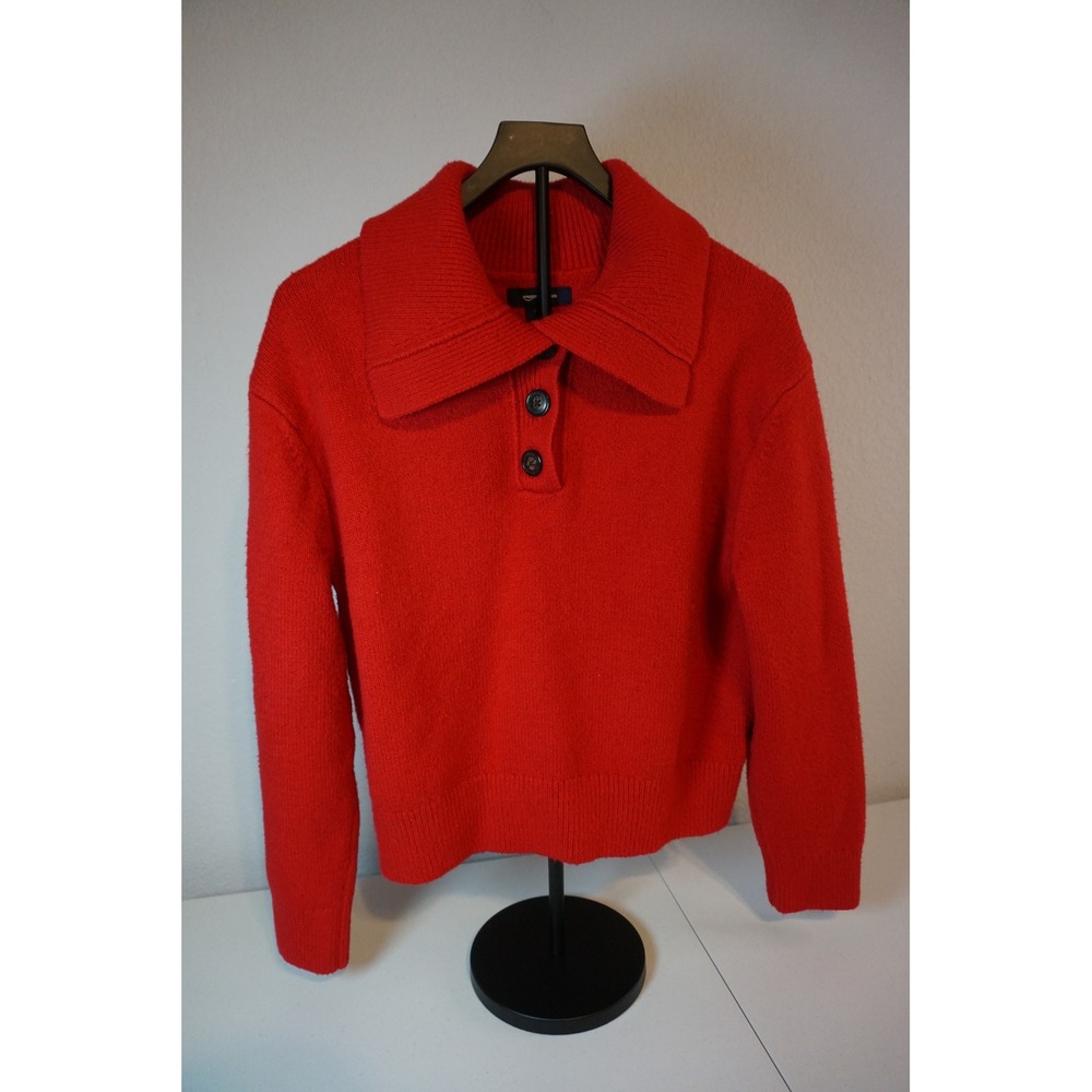 Amazon Essentials Womens Red Collared Button Pullover Sweater AEWM79059F Size M